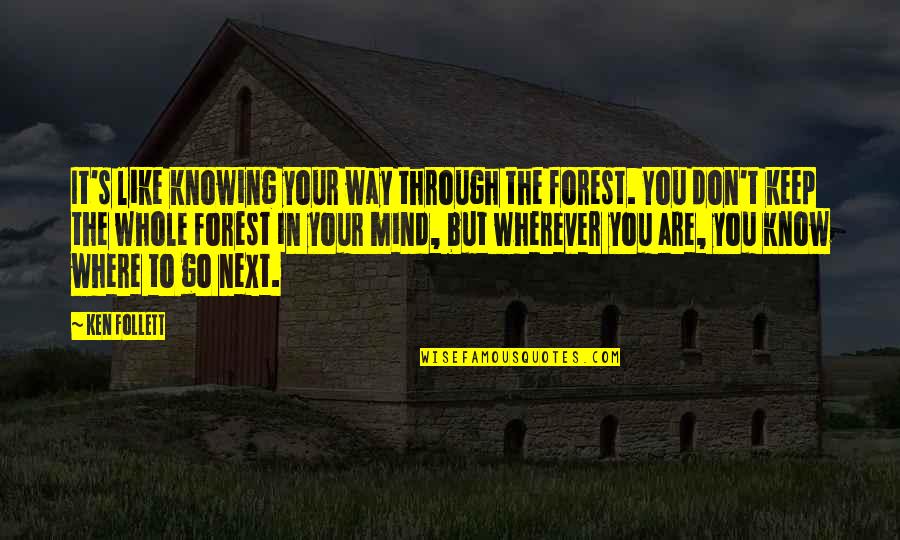 Ishidas Sister Quotes By Ken Follett: It's like knowing your way through the forest. Ishidas Sister Quotes By Ken Follett: It's like knowing your way through the forest.