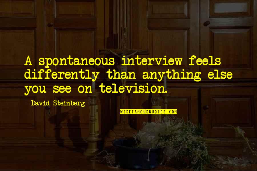 Ishii Quotes By David Steinberg: A spontaneous interview feels differently than anything else