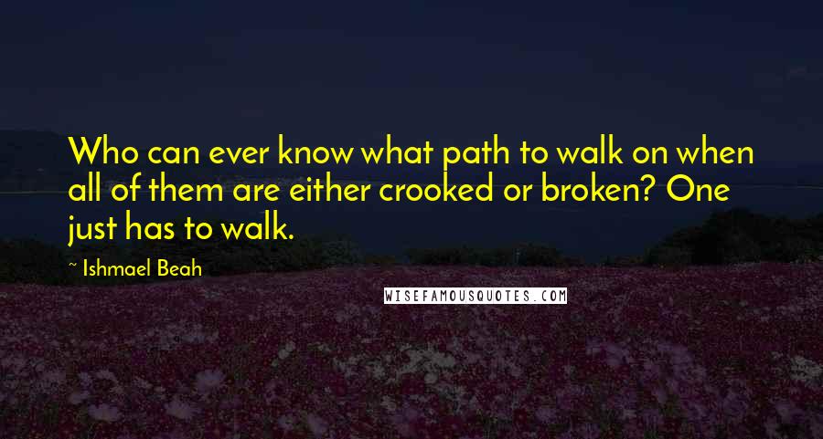 Ishmael Beah quotes: Who can ever know what path to walk on when all of them are either crooked or broken? One just has to walk.