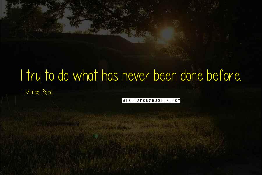 Ishmael Reed quotes: I try to do what has never been done before.