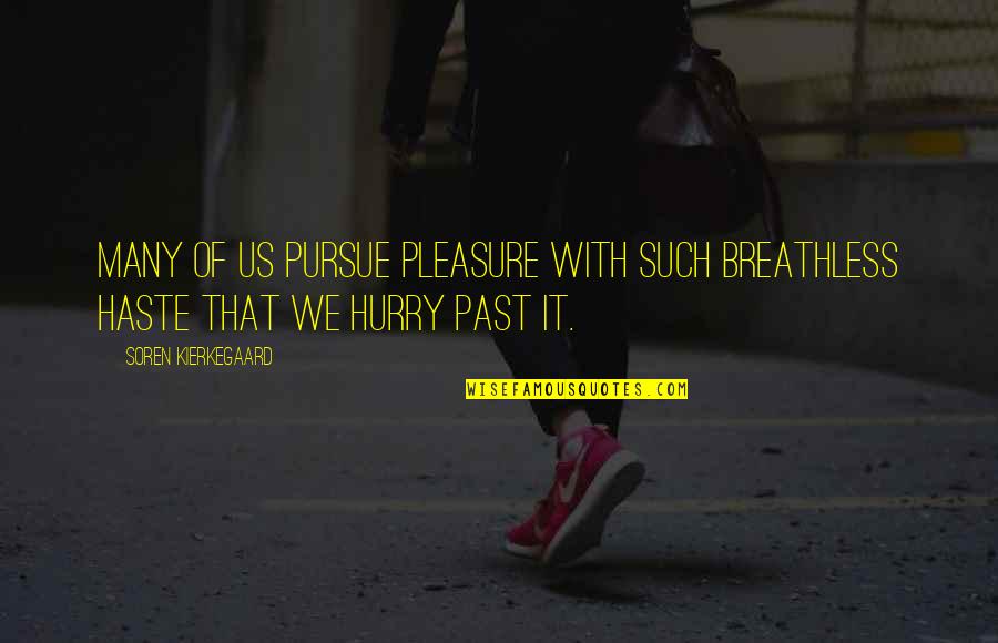 Ising Quotes By Soren Kierkegaard: Many of us pursue pleasure with such breathless Ising Quotes By Soren Kierkegaard: Many of us pursue pleasure with such breathless