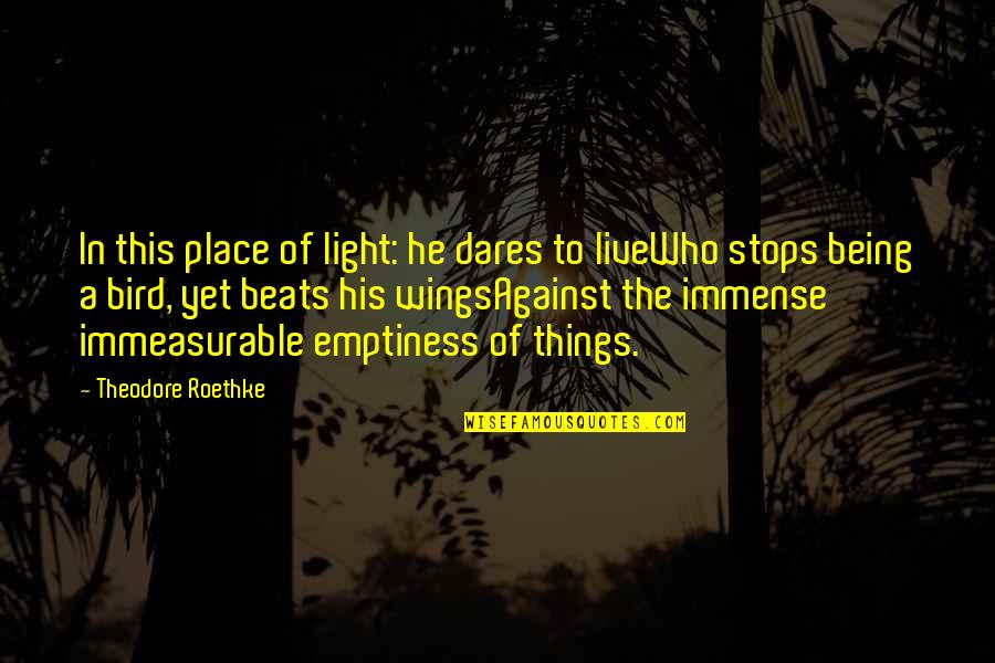 Isizlik Quotes By Theodore Roethke: In this place of light: he dares to