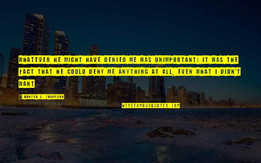Iskariot Quotes By Hunter S. Thompson: Whatever he might have denied me was unimportant; Iskariot Quotes By Hunter S. Thompson: Whatever he might have denied me was unimportant;