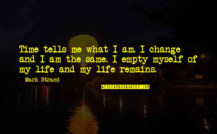 Iskiate Recipe Quotes By Mark Strand: Time tells me what I am. I change