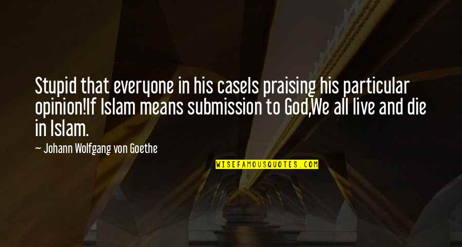 Islam Die Quotes By Johann Wolfgang Von Goethe: Stupid that everyone in his caseIs praising his
