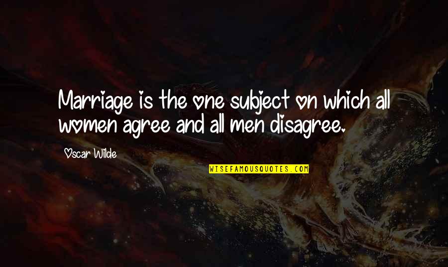 Islamic Swearing Quotes By Oscar Wilde: Marriage is the one subject on which all