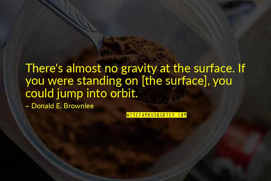 Islamizing Quotes By Donald E. Brownlee: There's almost no gravity at the surface. If