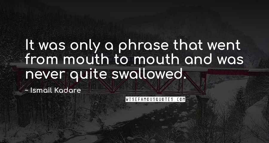 Ismail Kadare quotes: It was only a phrase that went from mouth to mouth and was never quite swallowed. Ismail Kadare quotes: It was only a phrase that went from mouth to mouth and was never quite swallowed.