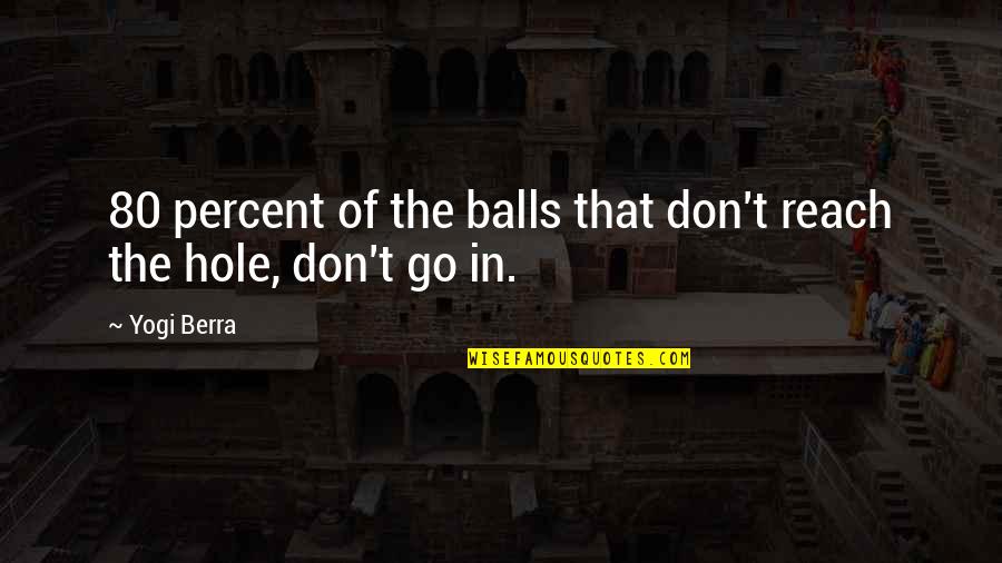 Isms Quotes By Yogi Berra: 80 percent of the balls that don't reach