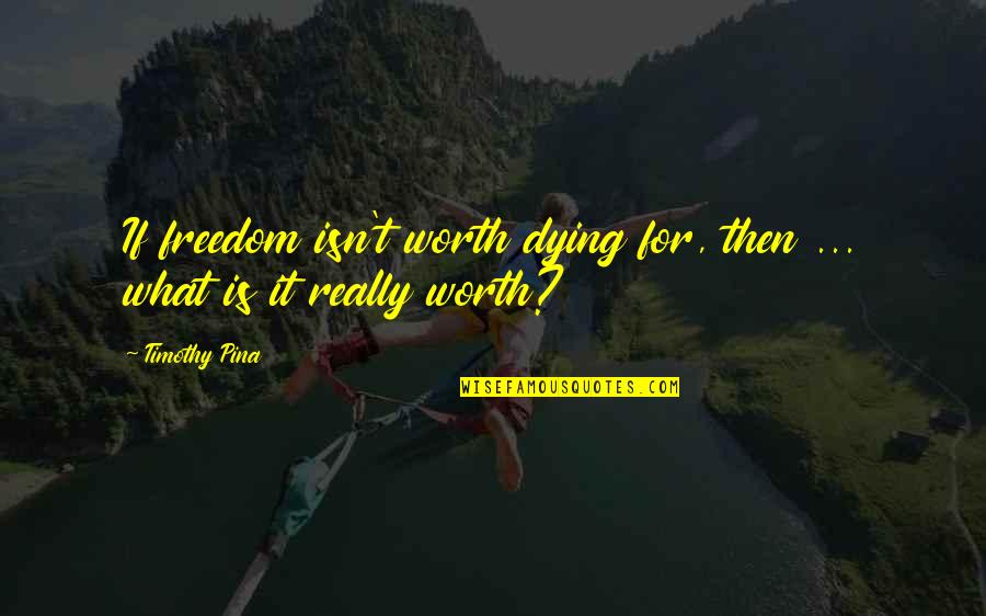 Isn't Worth It Quotes By Timothy Pina: If freedom isn't worth dying for, then ...