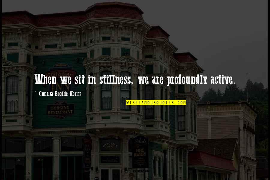 Isolation In Life Quotes By Gunilla Brodde Norris: When we sit in stillness, we are profoundly