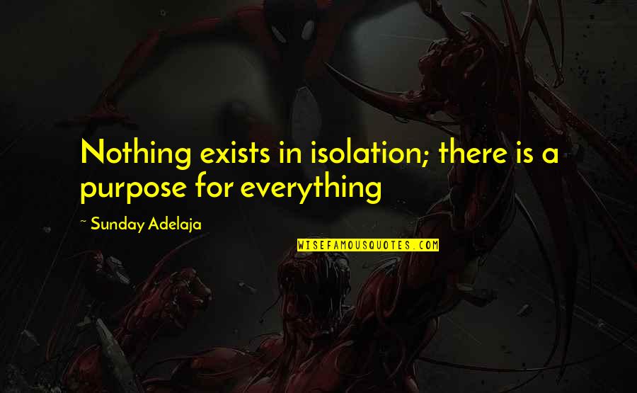 Isolation In Life Quotes By Sunday Adelaja: Nothing exists in isolation; there is a purpose