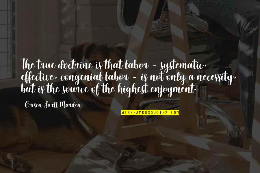 Isordia Bernes Quotes By Orison Swett Marden: The true doctrine is that labor - systematic,