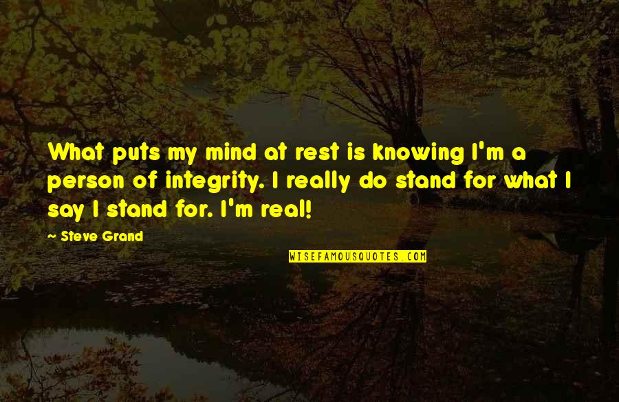 Israbel Quotes By Steve Grand: What puts my mind at rest is knowing
