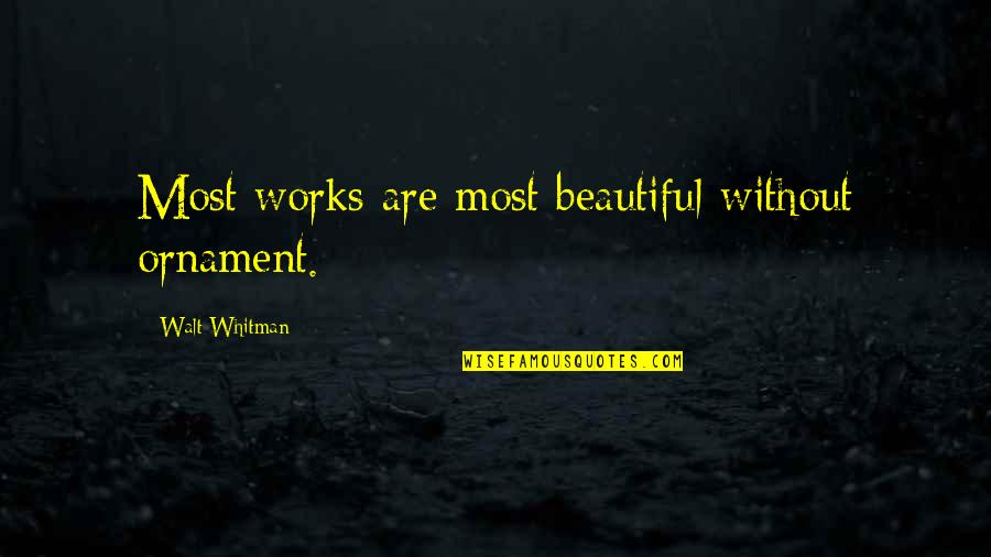 Issue Itin Quotes By Walt Whitman: Most works are most beautiful without ornament. Issue Itin Quotes By Walt Whitman: Most works are most beautiful without ornament.