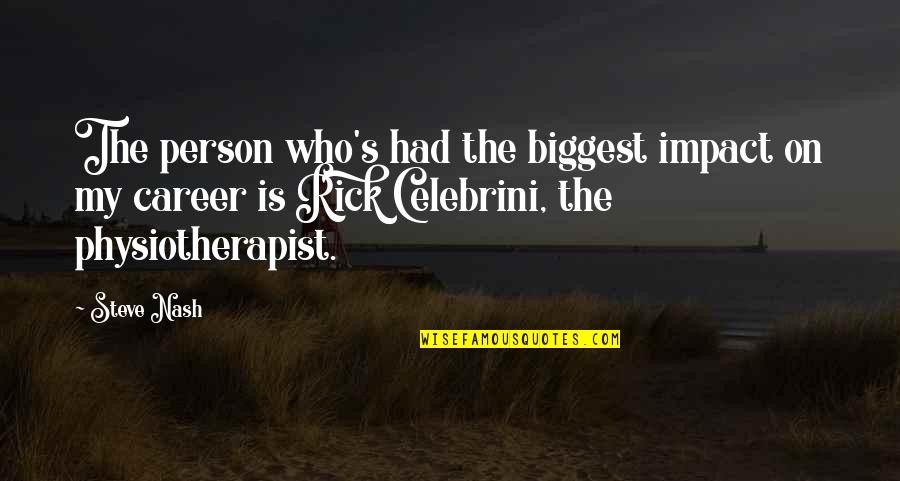 Issus Quotes By Steve Nash: The person who's had the biggest impact on Issus Quotes By Steve Nash: The person who's had the biggest impact on