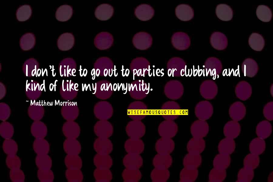 Isteioirisus Quotes By Matthew Morrison: I don't like to go out to parties