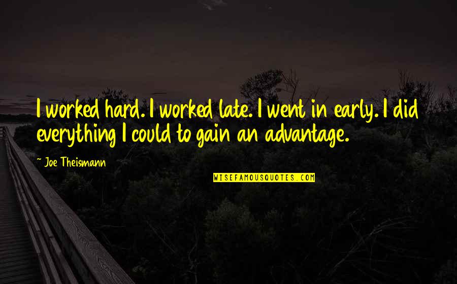 Isten T Letek Quotes By Joe Theismann: I worked hard. I worked late. I went Isten T Letek Quotes By Joe Theismann: I worked hard. I worked late. I went