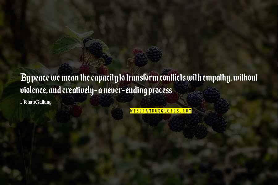 Istomin Wiki Quotes By Johan Galtung: By peace we mean the capacity to transform Istomin Wiki Quotes By Johan Galtung: By peace we mean the capacity to transform