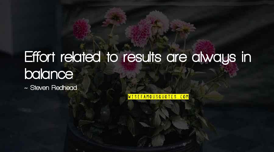 Istoriebi Quotes By Steven Redhead: Effort related to results are always in balance. Istoriebi Quotes By Steven Redhead: Effort related to results are always in balance.