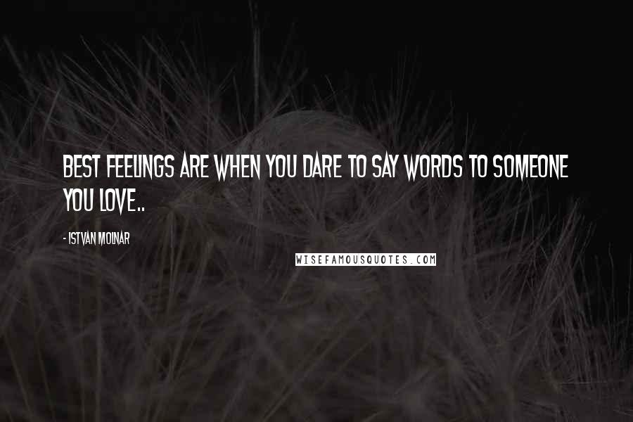 Istvan Molnar quotes: Best feelings are when you dare to say words to someone you love..