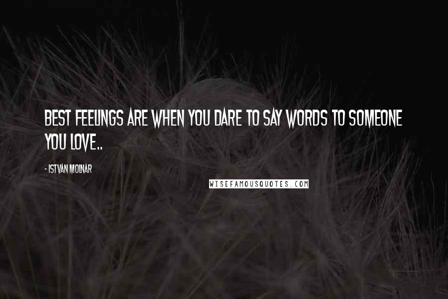 Istvan Molnar quotes: Best feelings are when you dare to say words to someone you love.. Istvan Molnar quotes: Best feelings are when you dare to say words to someone you love..