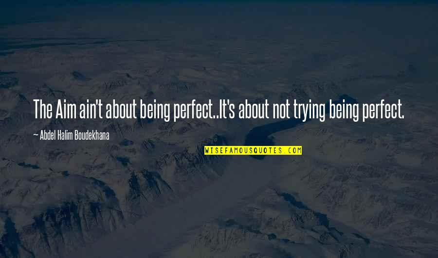 It Ain't Over Quotes By Abdel Halim Boudekhana: The Aim ain't about being perfect..It's about not