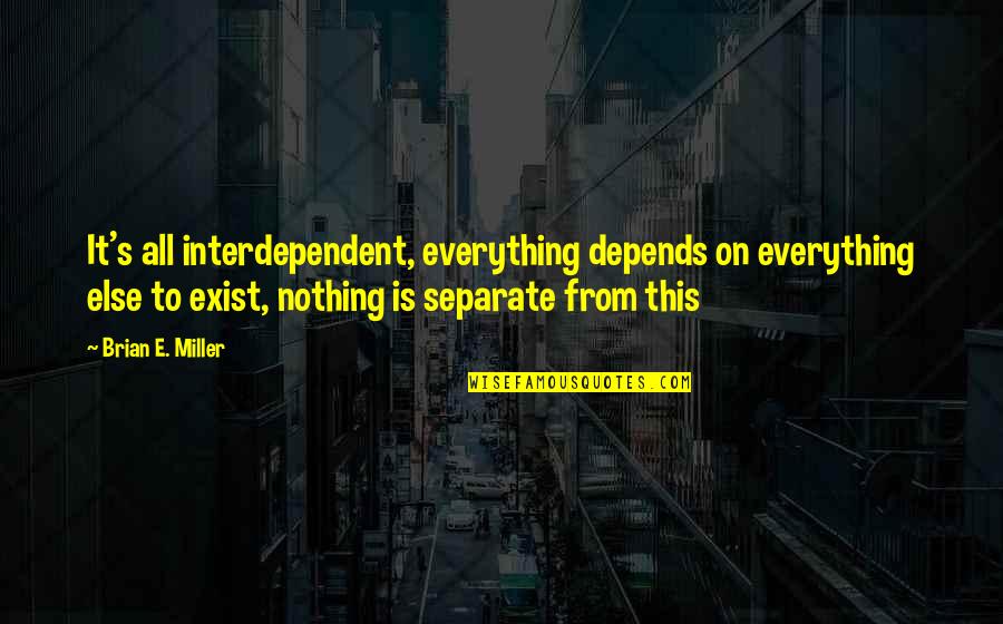 It All Depends Quotes By Brian E. Miller: It's all interdependent, everything depends on everything else