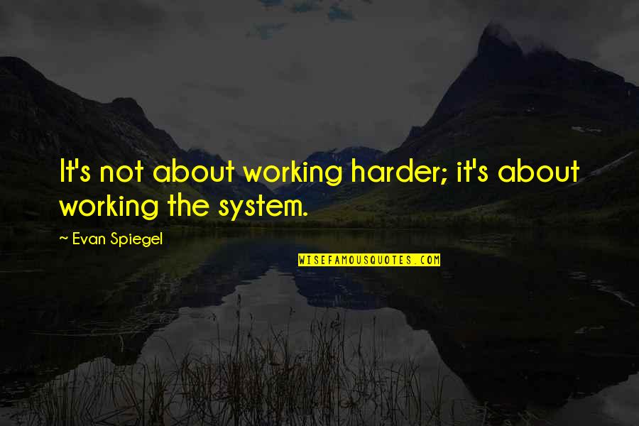 It All Working Out Quotes By Evan Spiegel: It's not about working harder; it's about working