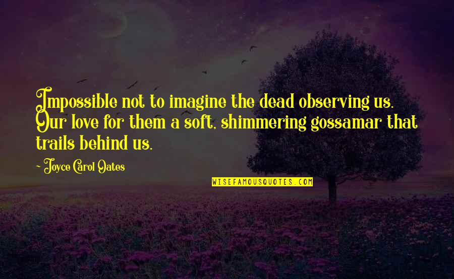 It Being One Of Those Days Quotes By Joyce Carol Oates: Impossible not to imagine the dead observing us.