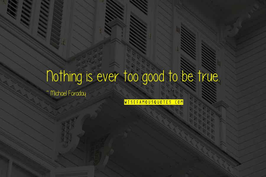 It Being Too Good To Be True Quotes By Michael Faraday: Nothing is ever too good to be true.