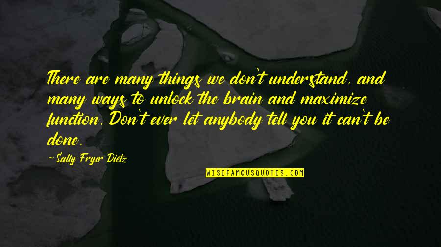 It Can't Be Done Quotes By Sally Fryer Dietz: There are many things we don't understand, and