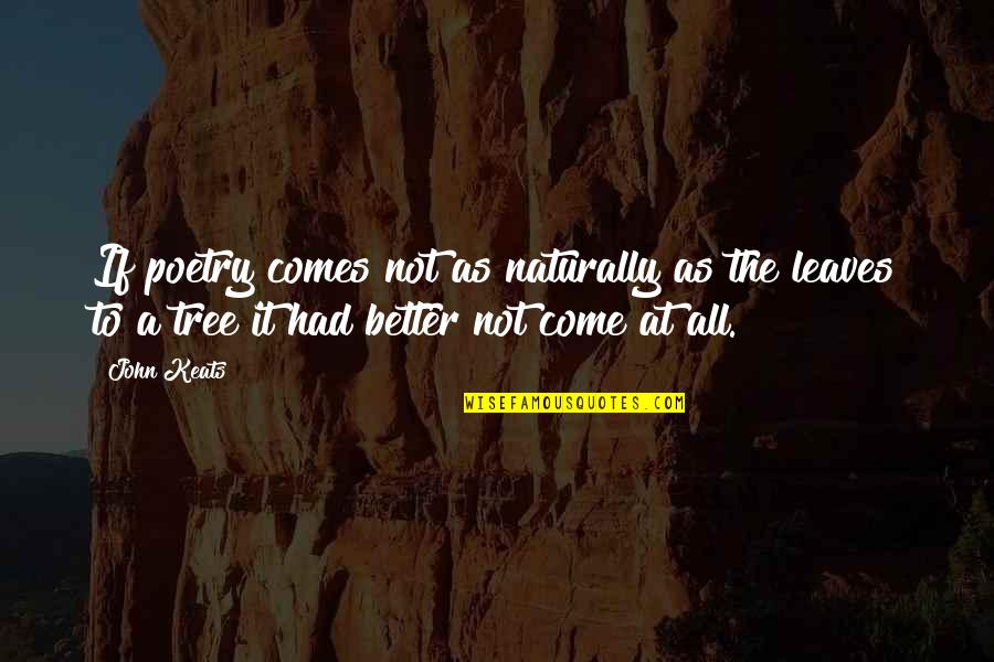 It Comes Naturally Quotes By John Keats: If poetry comes not as naturally as the