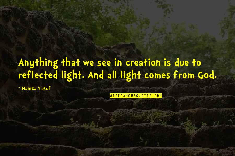It Comes To Light Quotes By Hamza Yusuf: Anything that we see in creation is due