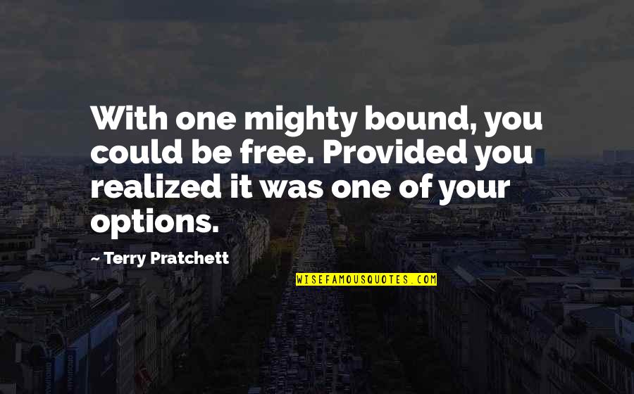 It Could Be You Quotes By Terry Pratchett: With one mighty bound, you could be free.
