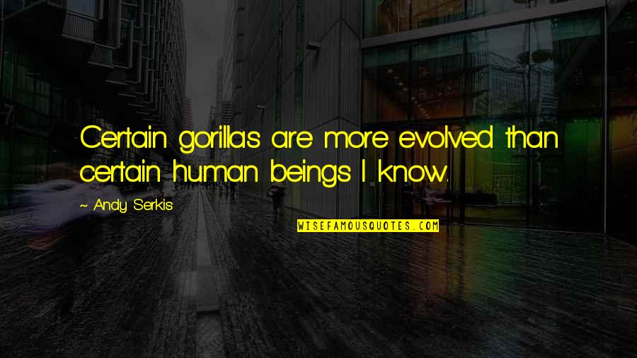 It Doesn't Hurt Me Anymore Quotes By Andy Serkis: Certain gorillas are more evolved than certain human