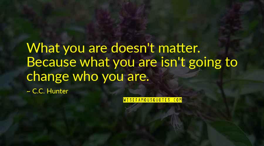 It Doesn't Matter Who I Am Quotes By C.C. Hunter: What you are doesn't matter. Because what you