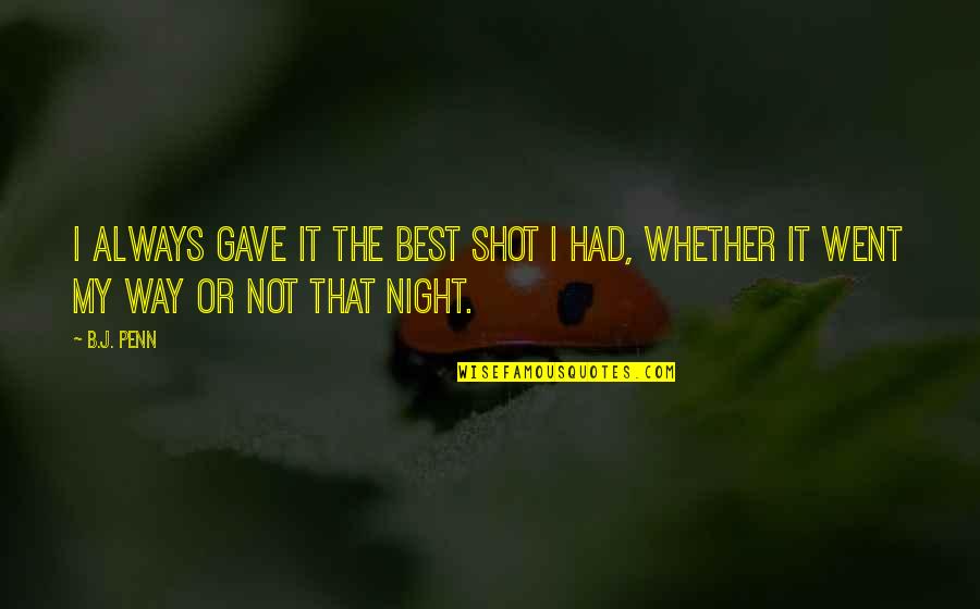 It Doesnt Take Much Quotes By B.J. Penn: I always gave it the best shot I