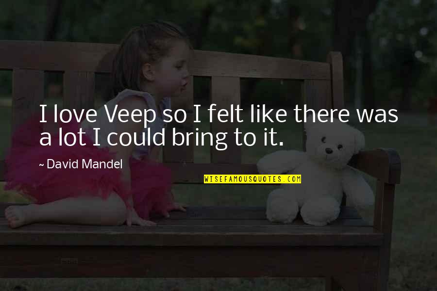 It Felt Like Love Quotes By David Mandel: I love Veep so I felt like there