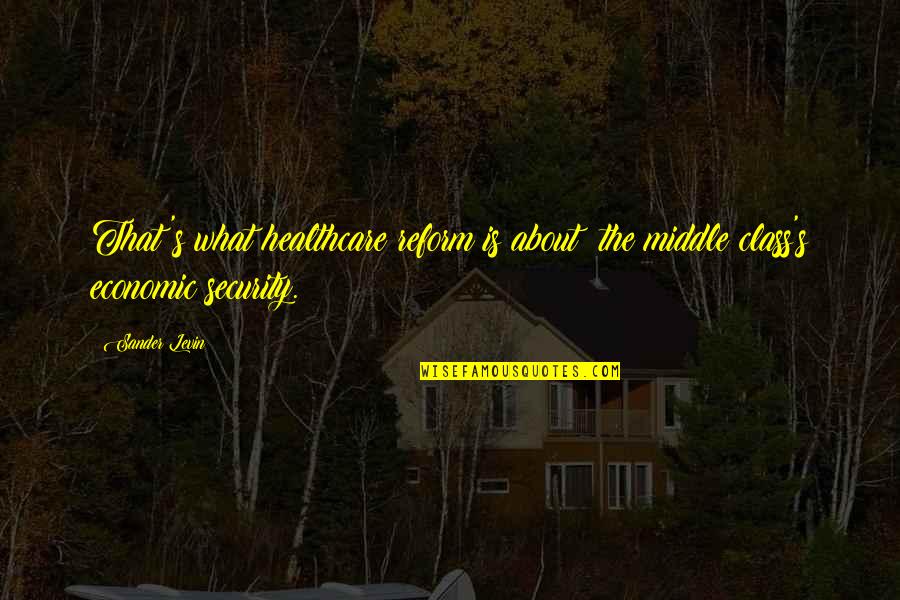 It Healthcare Quotes By Sander Levin: That's what healthcare reform is about: the middle