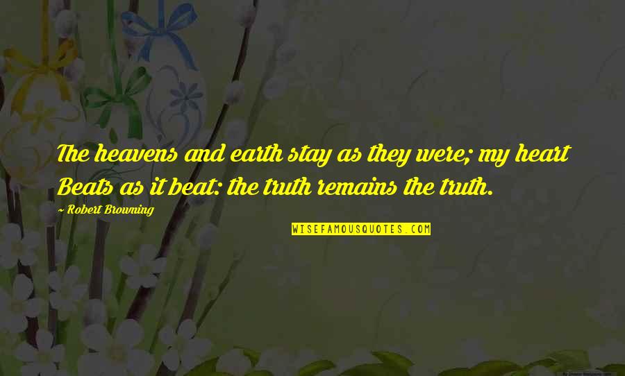 It Hurts Because I Care Quotes By Robert Browning: The heavens and earth stay as they were;