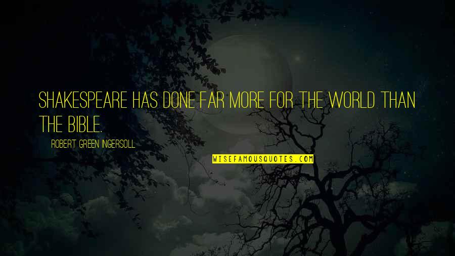 It Is Done Bible Quotes By Robert Green Ingersoll: Shakespeare has done far more for the world It Is Done Bible Quotes By Robert Green Ingersoll: Shakespeare has done far more for the world
