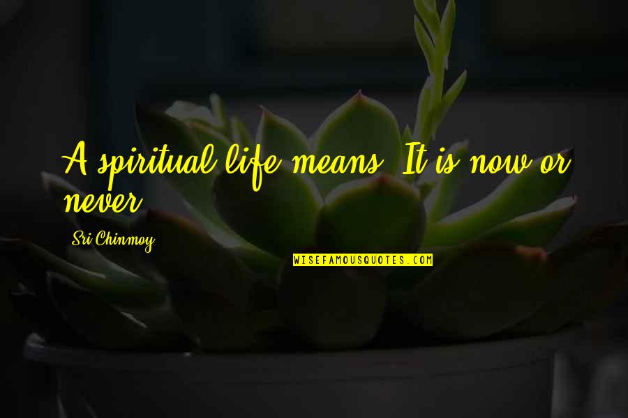 It Is Life Quotes By Sri Chinmoy: A spiritual life means: It is now or