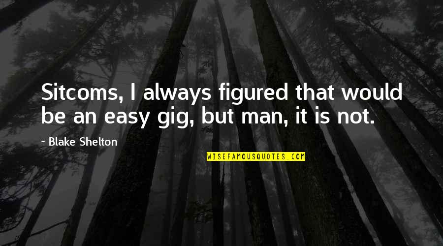 It Is Not Easy Quotes By Blake Shelton: Sitcoms, I always figured that would be an