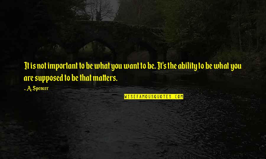 It Is Not Important Quotes By A. Spencer: It is not important to be what you It Is Not Important Quotes By A. Spencer: It is not important to be what you