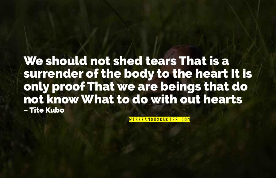 It Is Only With The Heart Quotes By Tite Kubo: We should not shed tears That is a