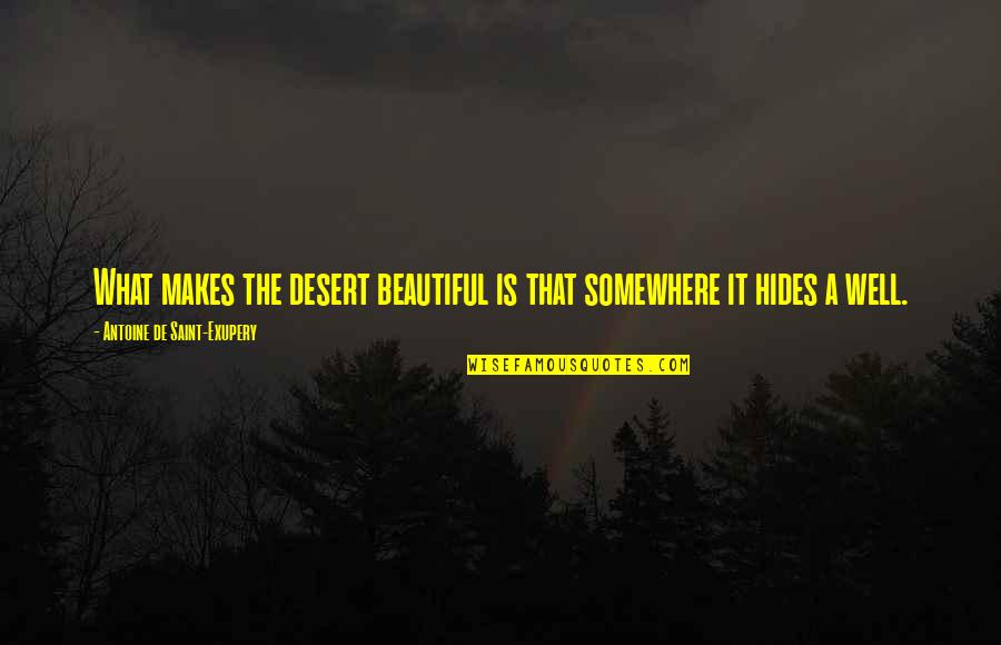 It Is Well Inspirational Quotes By Antoine De Saint-Exupery: What makes the desert beautiful is that somewhere