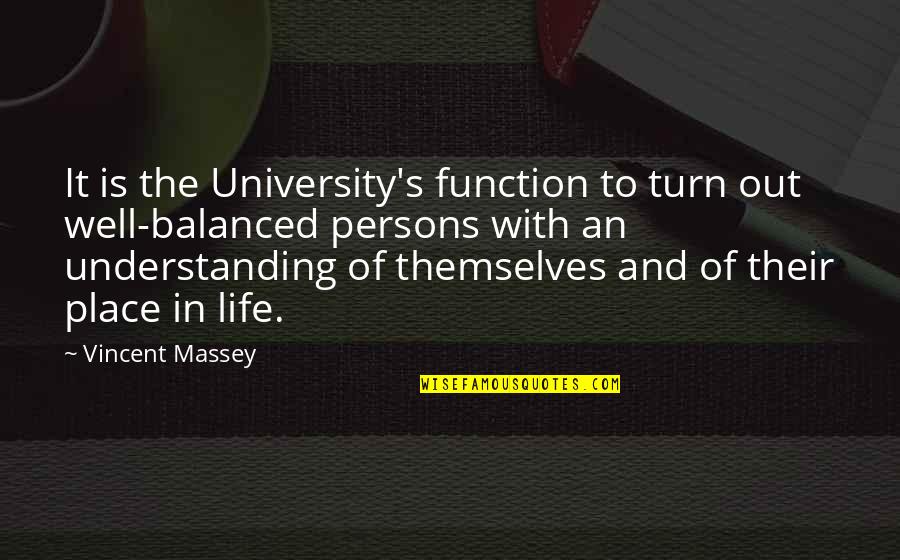 It Is Well Quotes By Vincent Massey: It is the University's function to turn out