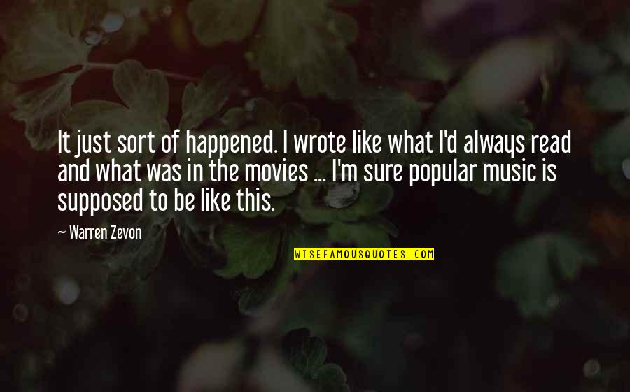 It Just Happened Quotes By Warren Zevon: It just sort of happened. I wrote like