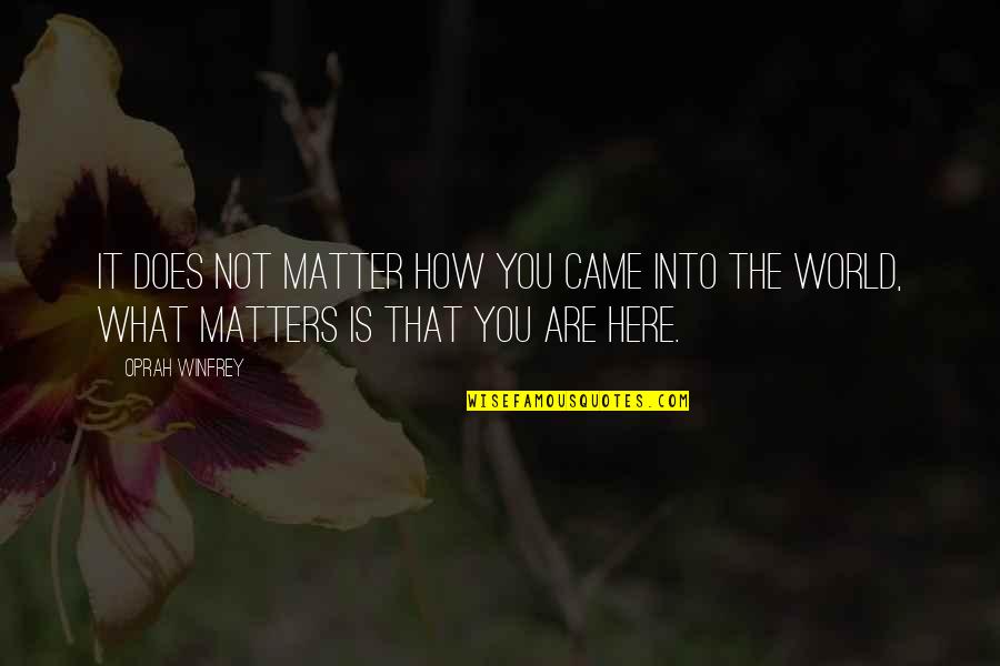 It Matters Not Quotes By Oprah Winfrey: It does not matter how you came into